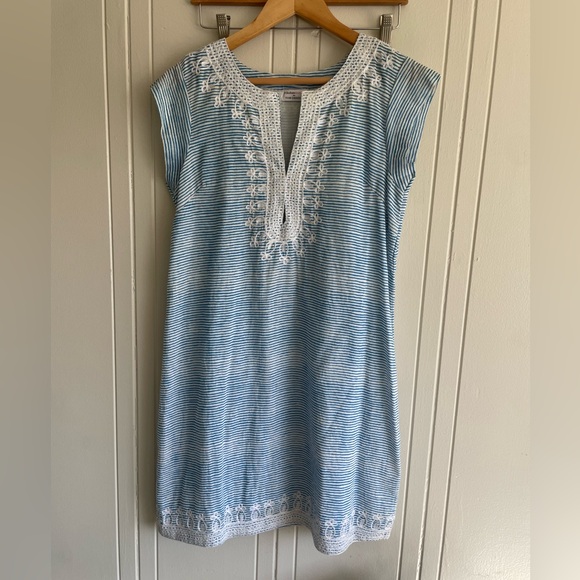 Blue and White Flutter Sleeve Mini Sundress - Picture 1 of 1